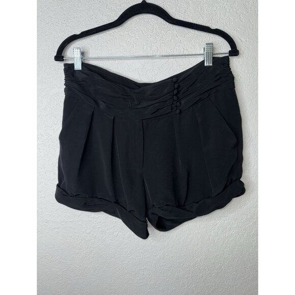 Elizabeth And James 100% Silk Shorts Black Dress Shorts Pleated Cuff Size 4 1B - Picture 1 of 10